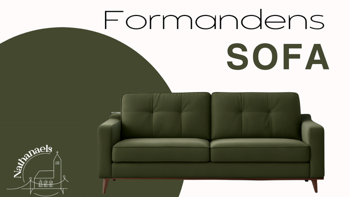 Elegant grønt lædersofa mærket 