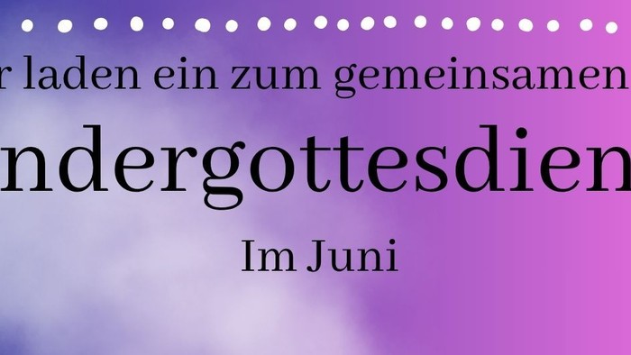 Einladungsplakat für zwei Kinderkirchengottesdienste im Juni mit Themen und Orten in Köln, Deutschland.