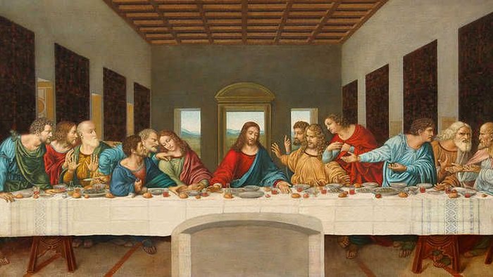 Billedet viser Jesus og hans disciples ved den sidste nattiddel.
