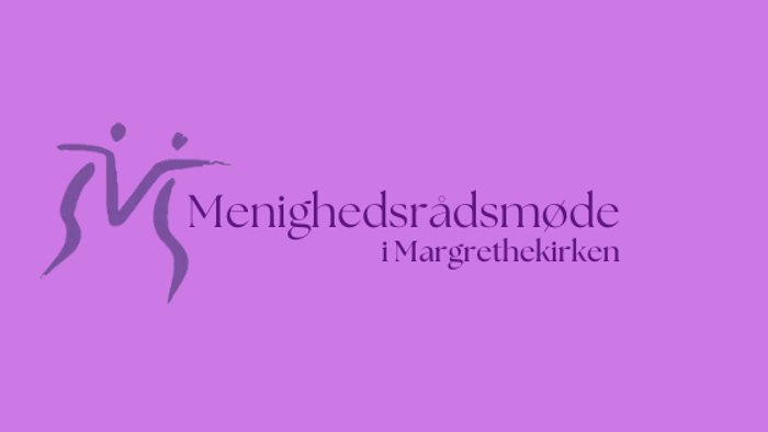 Logo for Menighetsradsmøde i Margrethekirken på lilla violet farve
