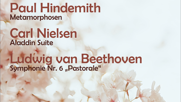 Konzertankündigung mit Werken von Paul Hindemith, Carl Nielsen und Ludwig van Beethoven