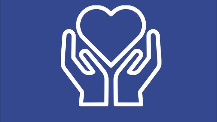 Zwei Hände, die eine Herzform bilden und Fürsorge, Unterstützung und Mitgefühl symbolisieren.