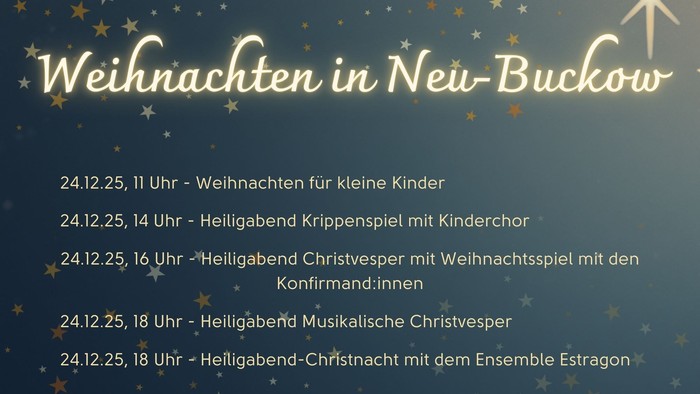 Übersicht der Termine an Weihnachten 2025