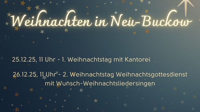 Übersicht der Gottesdienst-Termine an den Weihnachtstagen
