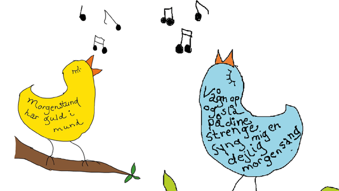 To børn er skrive på danske ord, mens det andet børn har musiknoter.