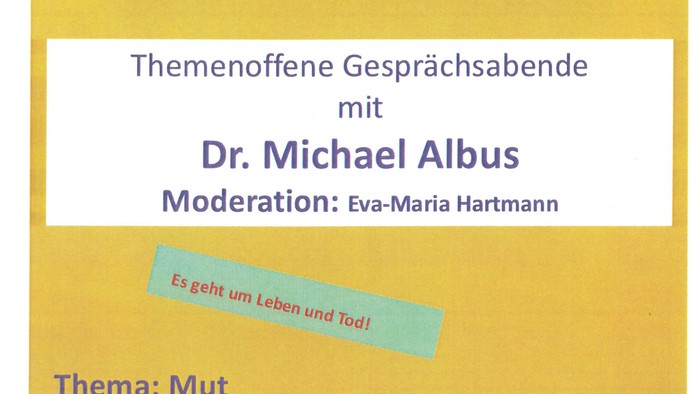 Einladungstext zu Miteinander reden, zum Thema "Mut"