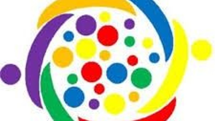 Bunter Kreis mit vielen farbigen Punkten in der Mitte