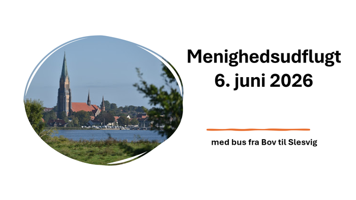 Meddelelse om grupperejse med fly den 6. juni 2026, med bustransport fra Bov til Slesvig.