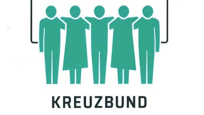 Das Bild zeigt das Logo des Kreuzbunds mit fünf Personen und Text in Deutsch