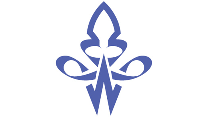 Blue stylized letter