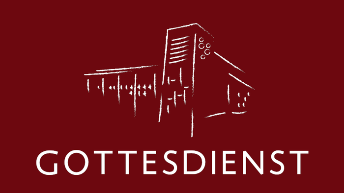 Das Logo zeigt ein stilisiertes Gebäude mit dem Namen „GOTTESDIENST“.