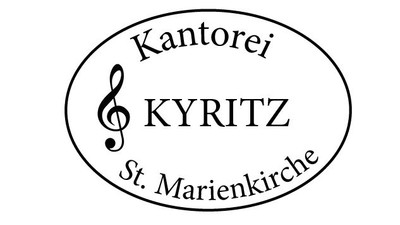 Logo für die Kantorei Kyritz, einen Chor der St. Marienkirche, mit musikalischer Notation.