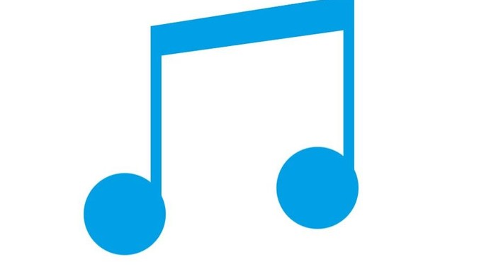 Ein blaues Notensymbol auf weißem Hintergrund