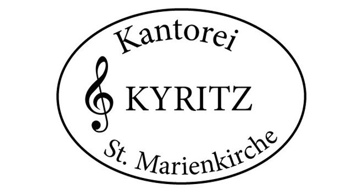 Logo für die Kantorei Kyritz, einen Chor der St. Marienkirche, mit musikalischer Notation.