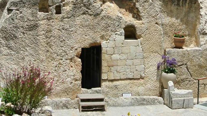 Alte Steinmauer mit Topfpflanzen und Blumen.