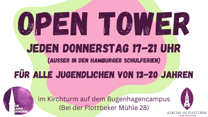 Offener Turm, donnerstags 17-21 Uhr, für Jugendliche von 13-20 Jahren, im Kirchturm auf dem Bugenhagencampus