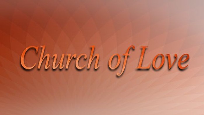 Et rødt hjerte og en skriftlig repræsentation af 'Kirkens Kærlighed'