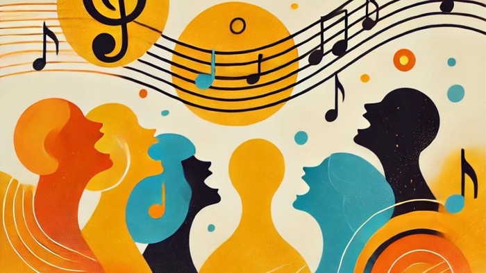 abstrakte Zeichnung singender Menschen