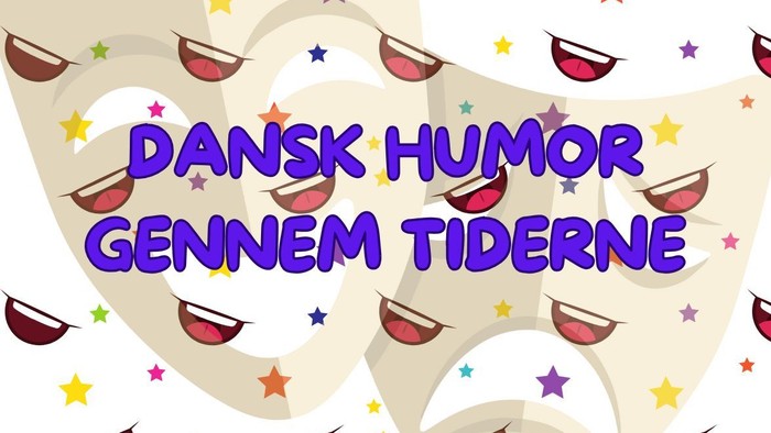 Farverigt grafisk design, der fremmer dansk humor gennem generationer med glade ansigter og stjerner.