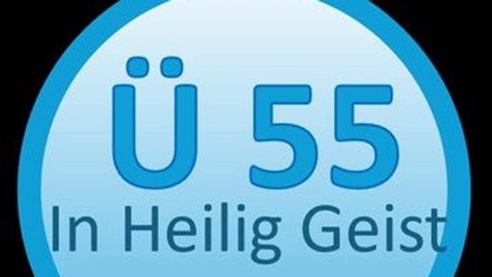 Logo für „Ü55 In Heilig Geist“, das eine Gruppe oder Veranstaltung für Personen ab 55 Jahren an einem bestimmten Ort kennzeichnet.