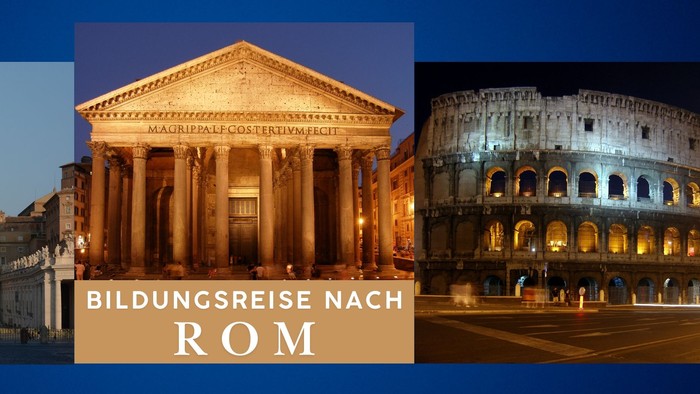 Collage, Fotos von Petersom, Pantheon, Colosseum, Text 