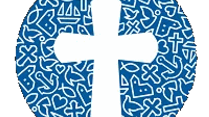 Et blå krets med et hvidt kors i midten