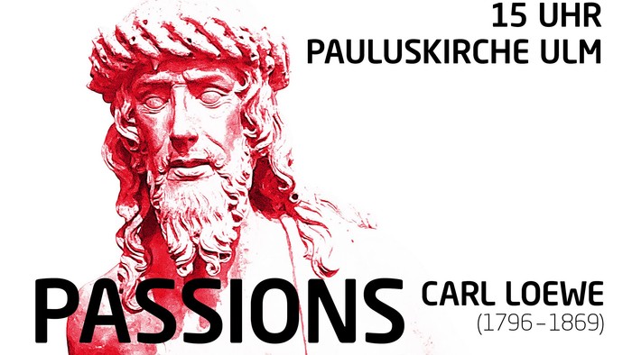 Plakatwerbung für Carl Loewes *Passionsoratorium*-Veranstaltung in der Pauluskirche Ulm am 3. April 2026.
