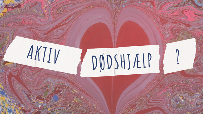 Farverigt snoet baggrund med en hjerteform og spørgsmål om 