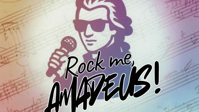 Plakat zur Bewerbung eines Mozart-Chor-Konzerts mit Rock-Elementen, betitelt *„Rock me, Amadeus!“* am 31. Januar und 1. Februar 2026.