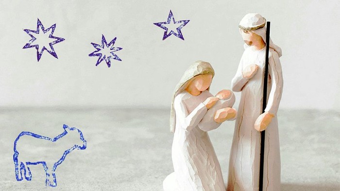 Krippenfiguren und Stempelmotive Schaf und Sterne
