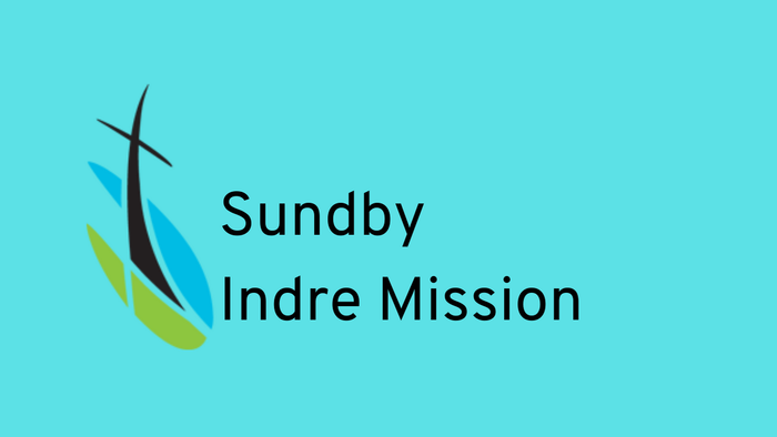 Sundby Indre Missions logo med blå og gul fjer og kors.