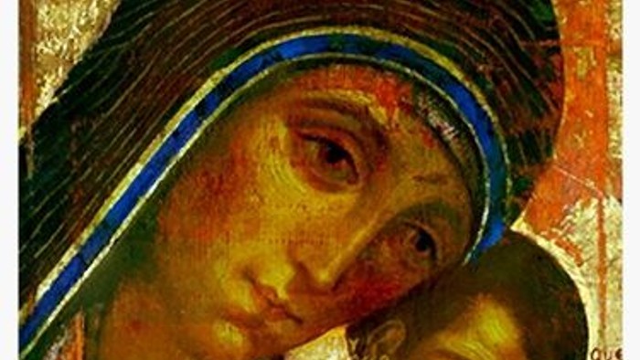 Eine Ikone zeigt die Muttergottes mit dem Jesuskind