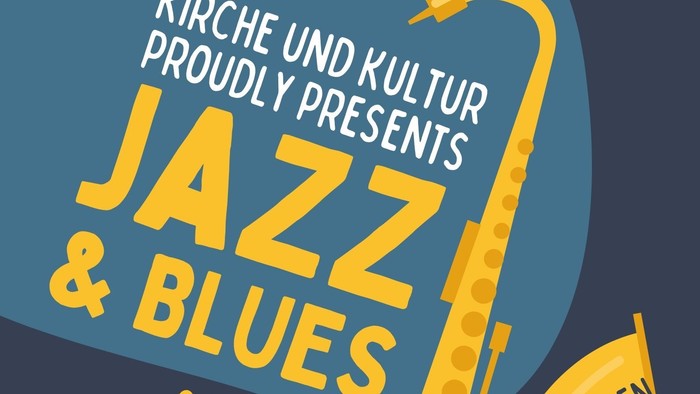 Jazz- und Blues-Konzertplakat mit zwei Bands, am 10. Mai 2026, Eintritt frei, Spenden willkommen.