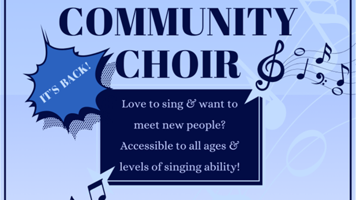 Community choir announcement for singers of all ages and abilities
