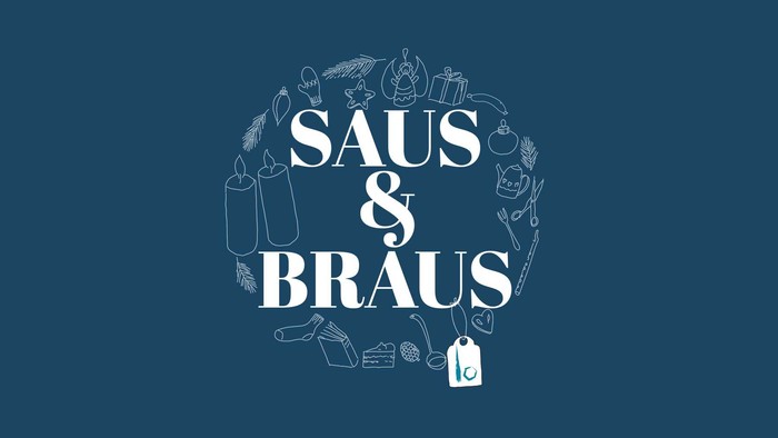 Das Bild zeigt das Logo von Saus & Braus mit verschiedenen Gegenständen.