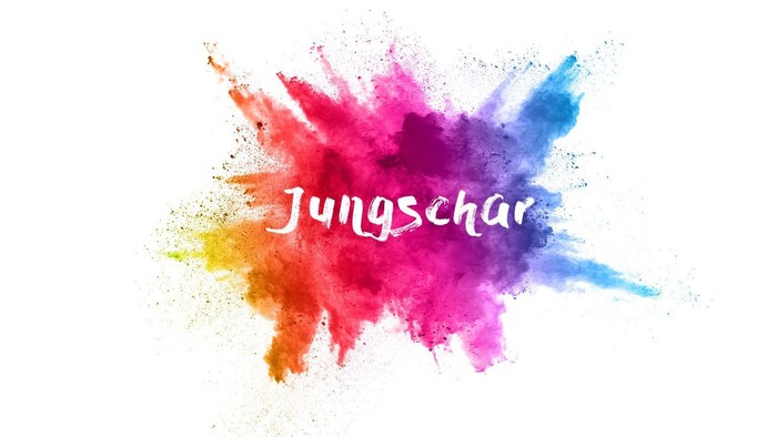 Bunter Farbnebel mit dem Wort 