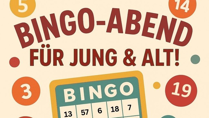 Bingo-Veranstaltungsplakat mit Datum und Ort