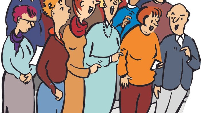 Eine Gruppe von Menschen singt gemeinsam.