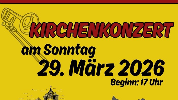 Plakat für ein Kirchenkonzert mit Erwin Gabriel und der Big Band Herbornseelbach am 29. März 2026 um 17 Uhr in der Kirche Herborn-Seelbach.