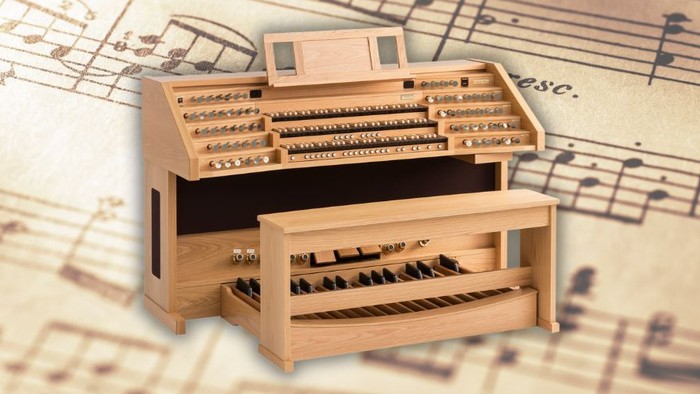 Kisselbach-Orgel auf Noten-Hintergrund