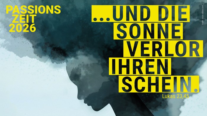 Ein Veranstaltungsplakat für 2026 mit deutschen Gottesdiensten unter dem Titel *„Passionszeit“* zu Themen wie Verlust und Hoffnung.