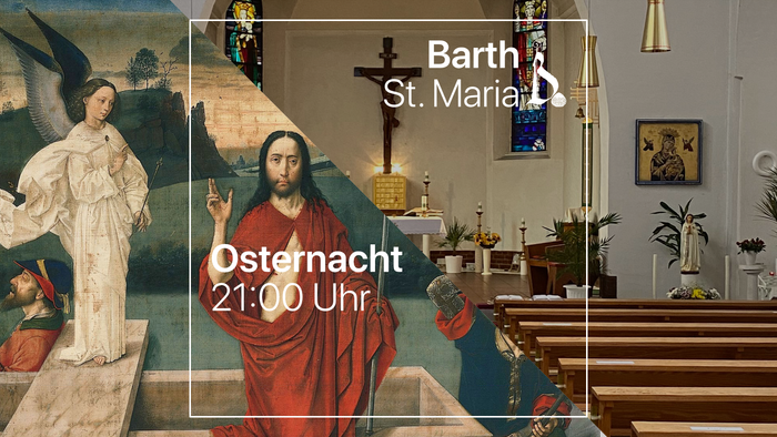 Bild zeigt Kirche Barth St. Marien mit Osternachtfeier um 21:00 Uhr