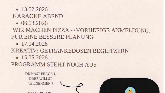 Jugendtreff Bad Berleburg Programm Februar bis Mai 2026