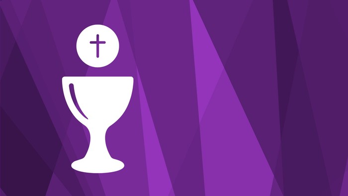 Heiliger Kelch mit einem Kreuz als Symbol für die christliche Kommunion oder Eucharistie.