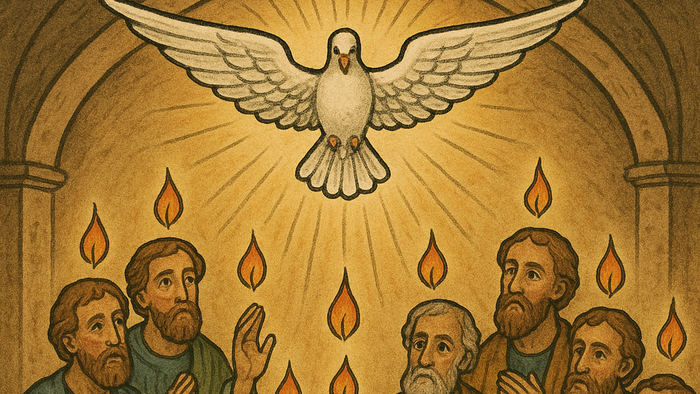 Jesus og apostlerne modtagter Den Hellige And.