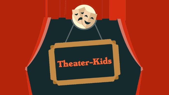 Das Bild zeigt ein Theaterkartensymbol mit einer Maske darüber