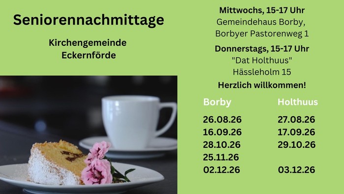 Termine der Seniorennachmittage im zweiten Halbjahr 2026 auf einen Blick