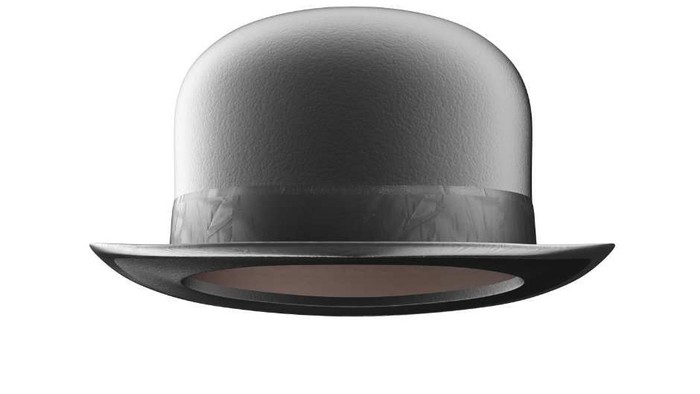 En sort top hat med glansende overflade.