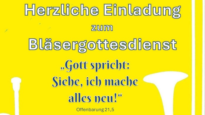 Einladung zum Blechbläser-Gottesdienst mit dem Thema „Neuanfang“ am 15. März 2026.