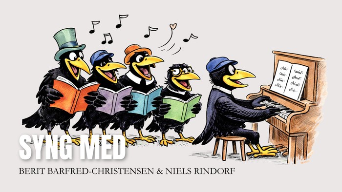 Tegneseriefugle, der synger sammen med én, der spiller klaver, og som promoverer *